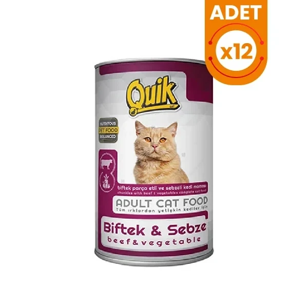 Quik Biftek ve Sebzeli Yetişkin Konserve Kedi Maması