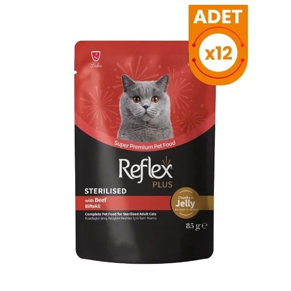 Reflex Plus Jöle İçinde Biftekli Pouch Kısırlaştırılmış Konserve Kedi Maması