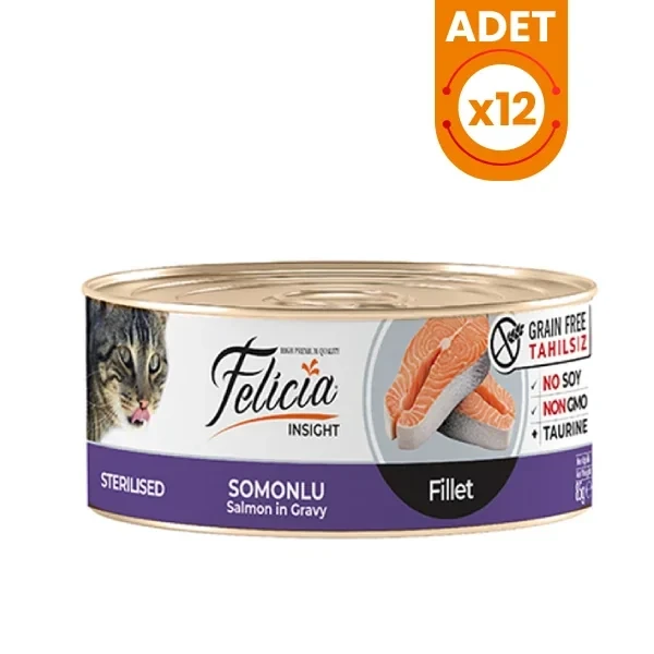 Felicia Tahılsız Somonlu Fileto Kısırlaştırılmış Konserve Kedi Maması